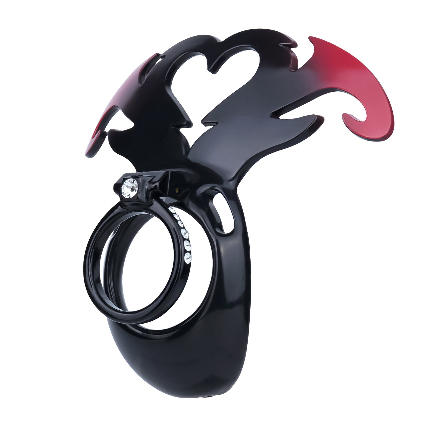 Succubus Rhinestone Dual Cock Ring Chastity Cage | AS211