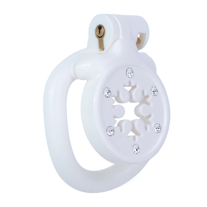 ABS Resin Rhinestone Snowflake Flat Chastity Cage | AS603