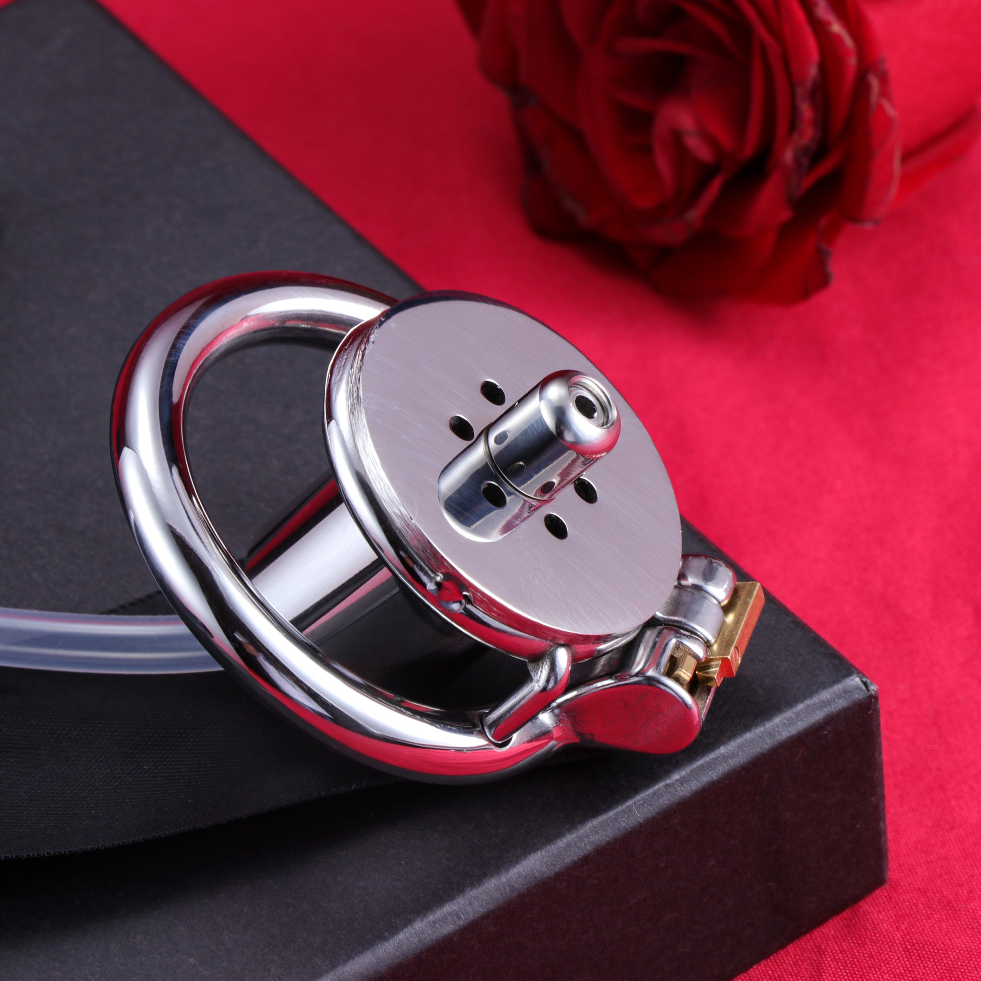 Inverted Single Cylinder Chastity Cage With Dildo & Catheter, F3407 - FRRK
