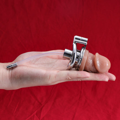 Screw Lock Inverted Double Cylinder Chastity Cage With Dildo & Catheter, F3410 - FRRK