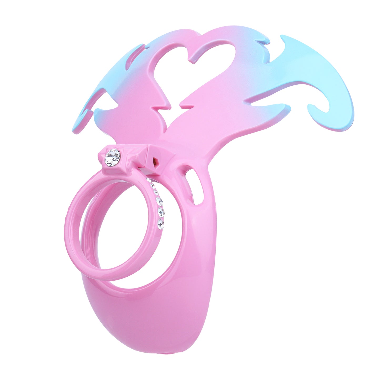 Succubus Rhinestone Dual Cock Ring Chastity Cage | AS211