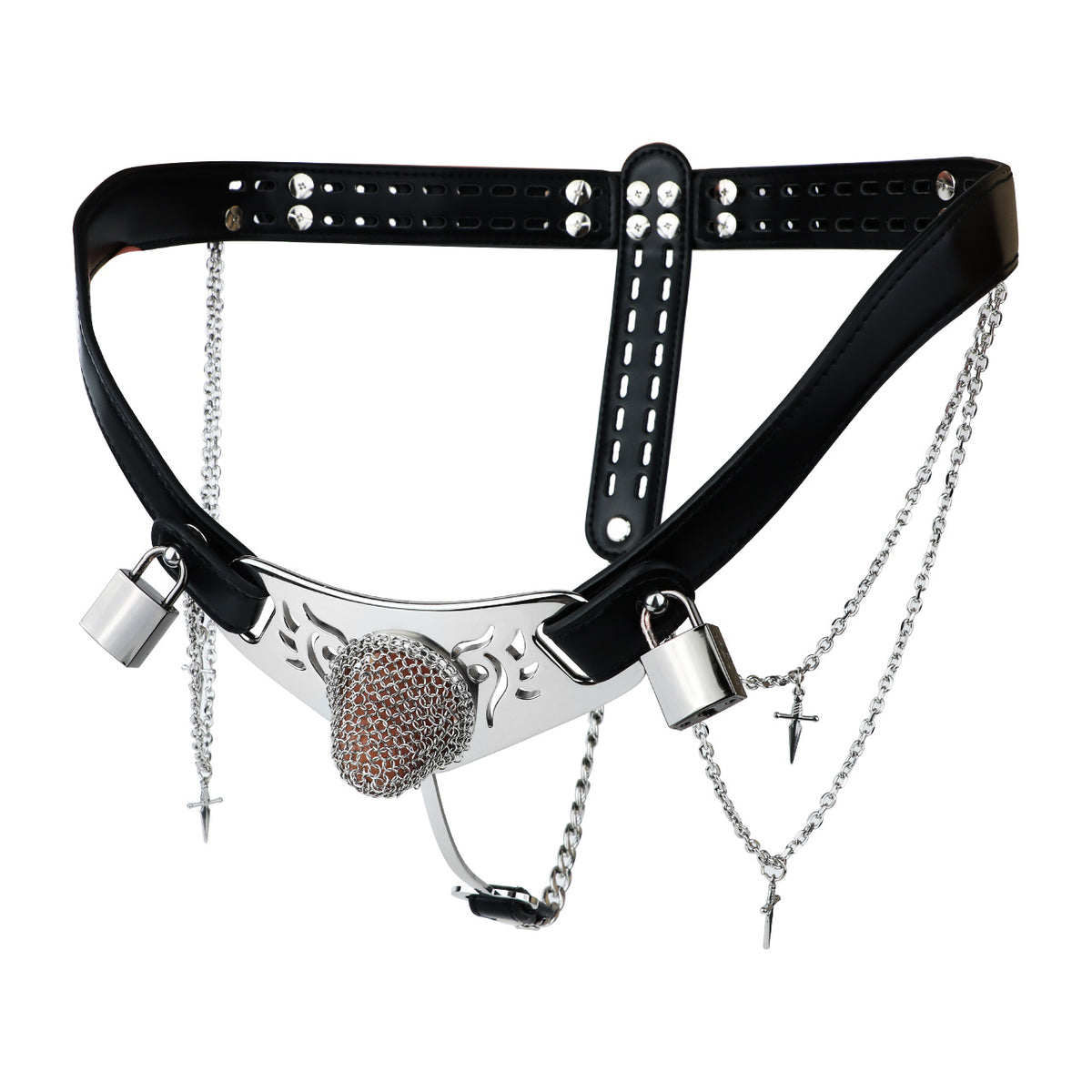 Silver Scale Lockable Harness Bondage Chastity Pants | F363A