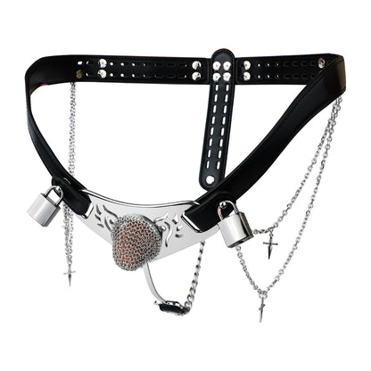 Silver Scale Lockable Harness Bondage Chastity Pants | F363A