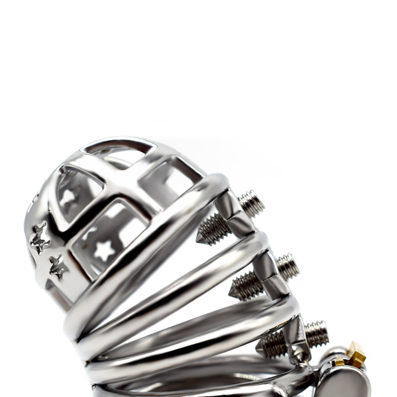 37mm Diameter Large Male Chastity Cage with Screw Spiked, F3070 - FRRK