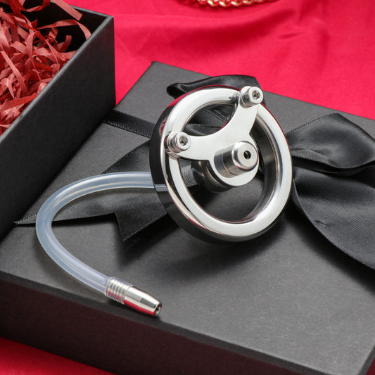 Inverted Negative Ball Flat Chastity Cage with Catheter, F3163 - FRRK
