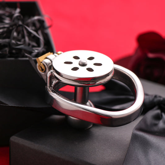 Flat Chastity Cage with Solid Metal Negative Long Bar Ball, F3194 - FRRK