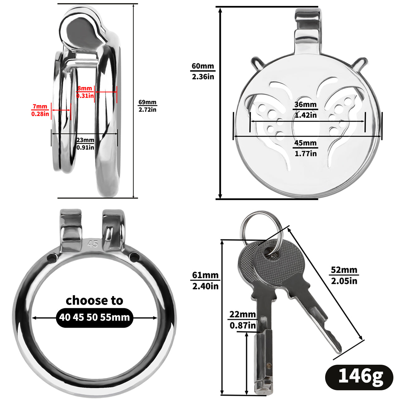 Butterfly Flat Chastity Cage