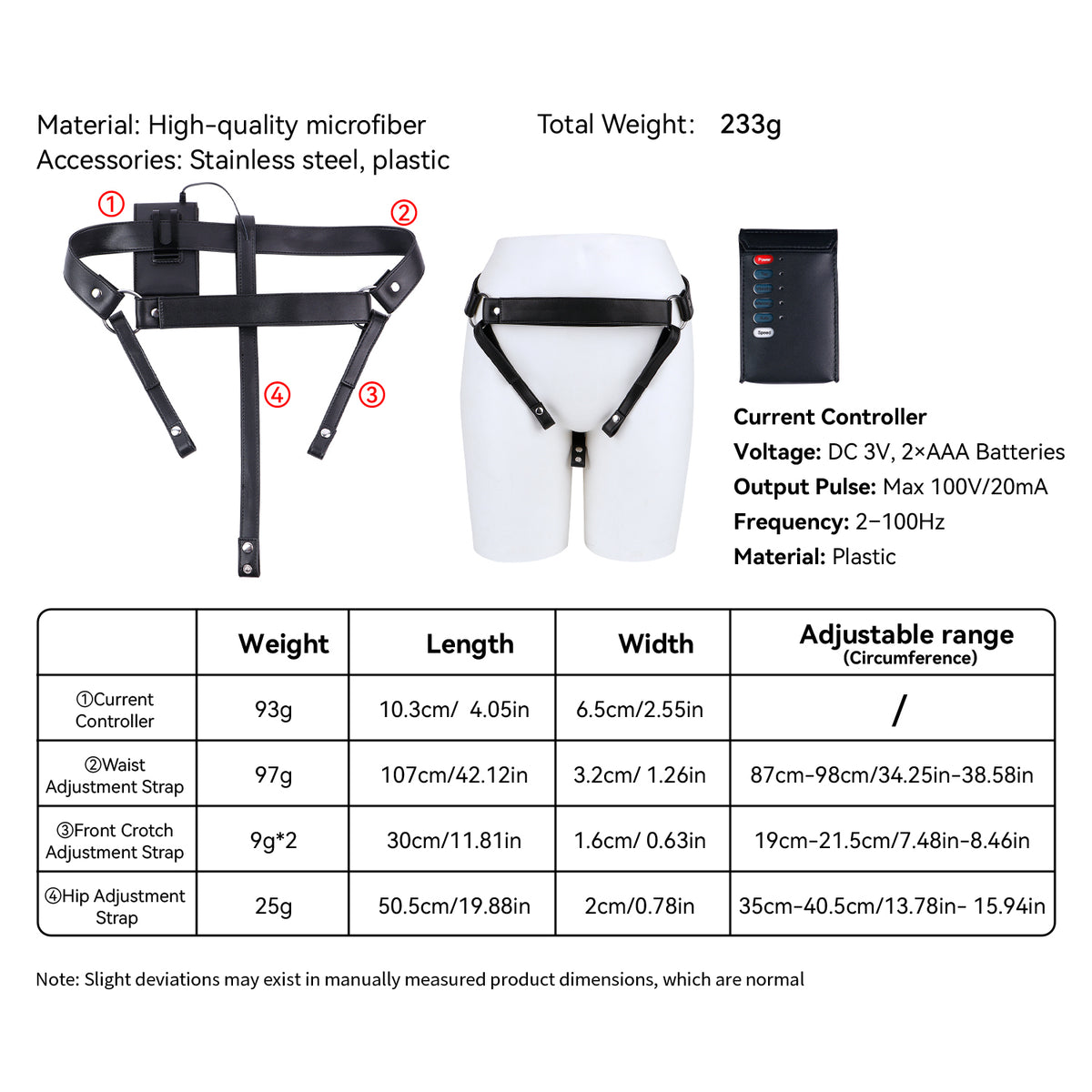 Three-Way Electric Shock Portable Leather Harness | DV9041