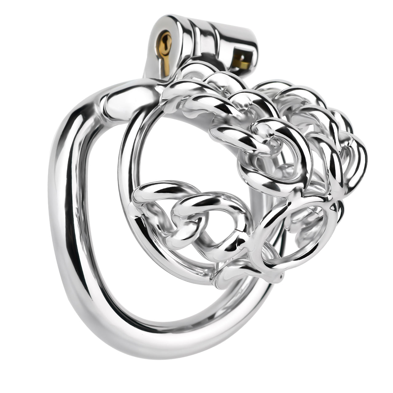 Fixed Steel Large-link Chain Chastity Cage