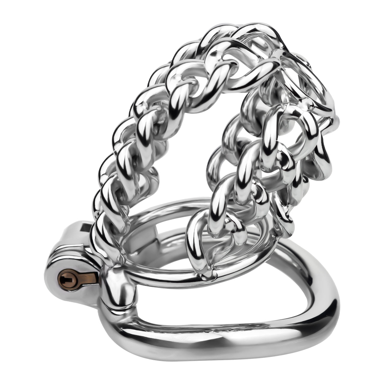 Fixed Steel Large-link Chain Chastity Cage