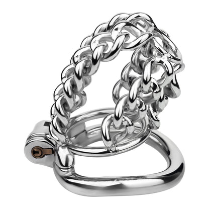 Fixed Steel Large-link Chain Chastity Cage