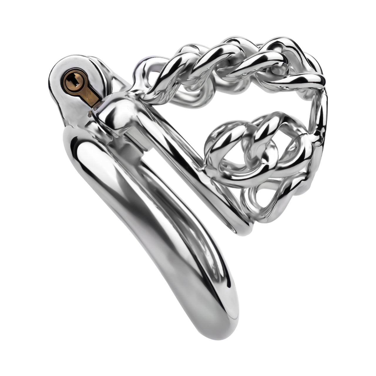 Fixed Steel Large-link Chain Chastity Cage