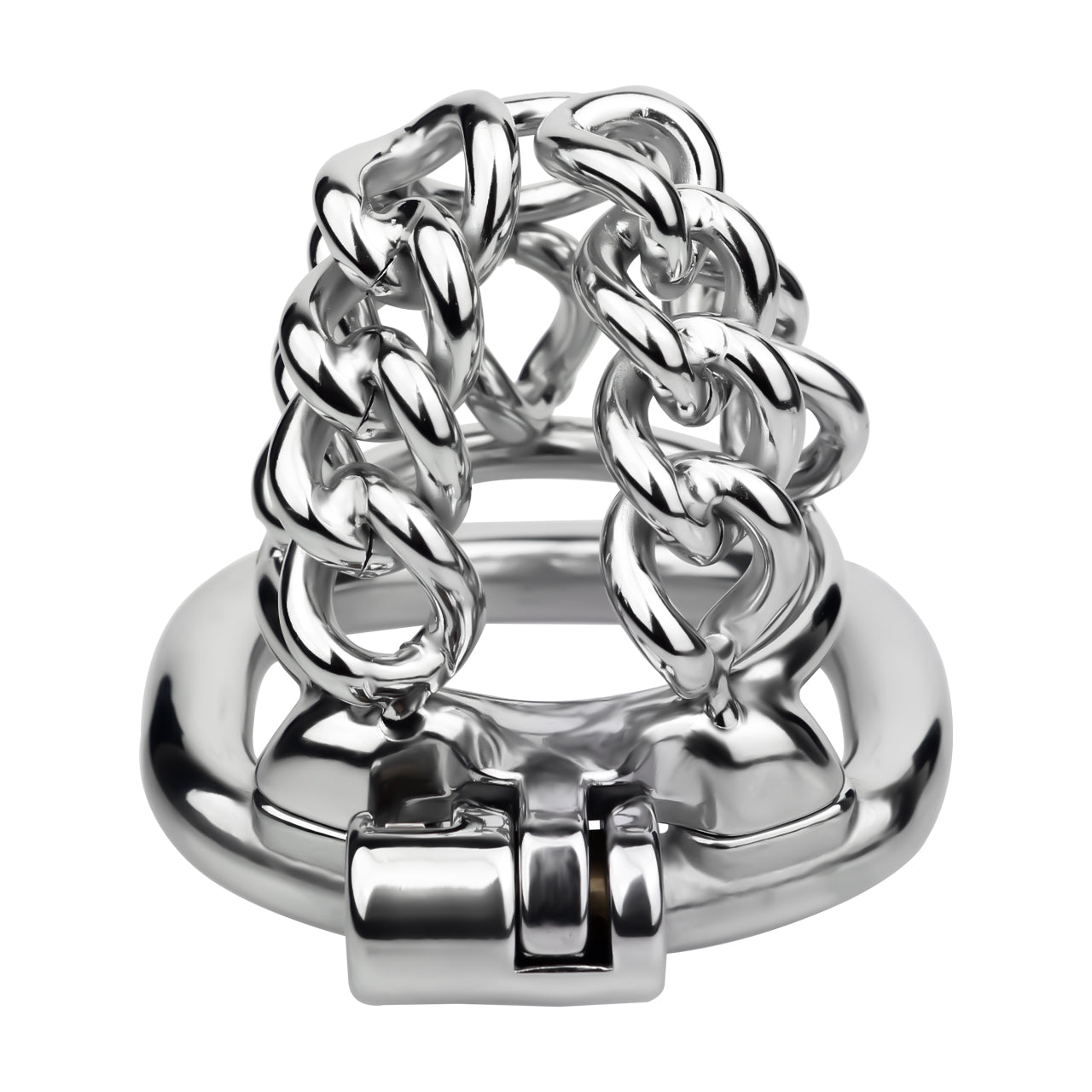 Fixed Steel Large-link Chain Chastity Cage