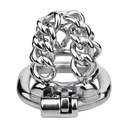 Fixed Steel Large-link Chain Chastity Cage