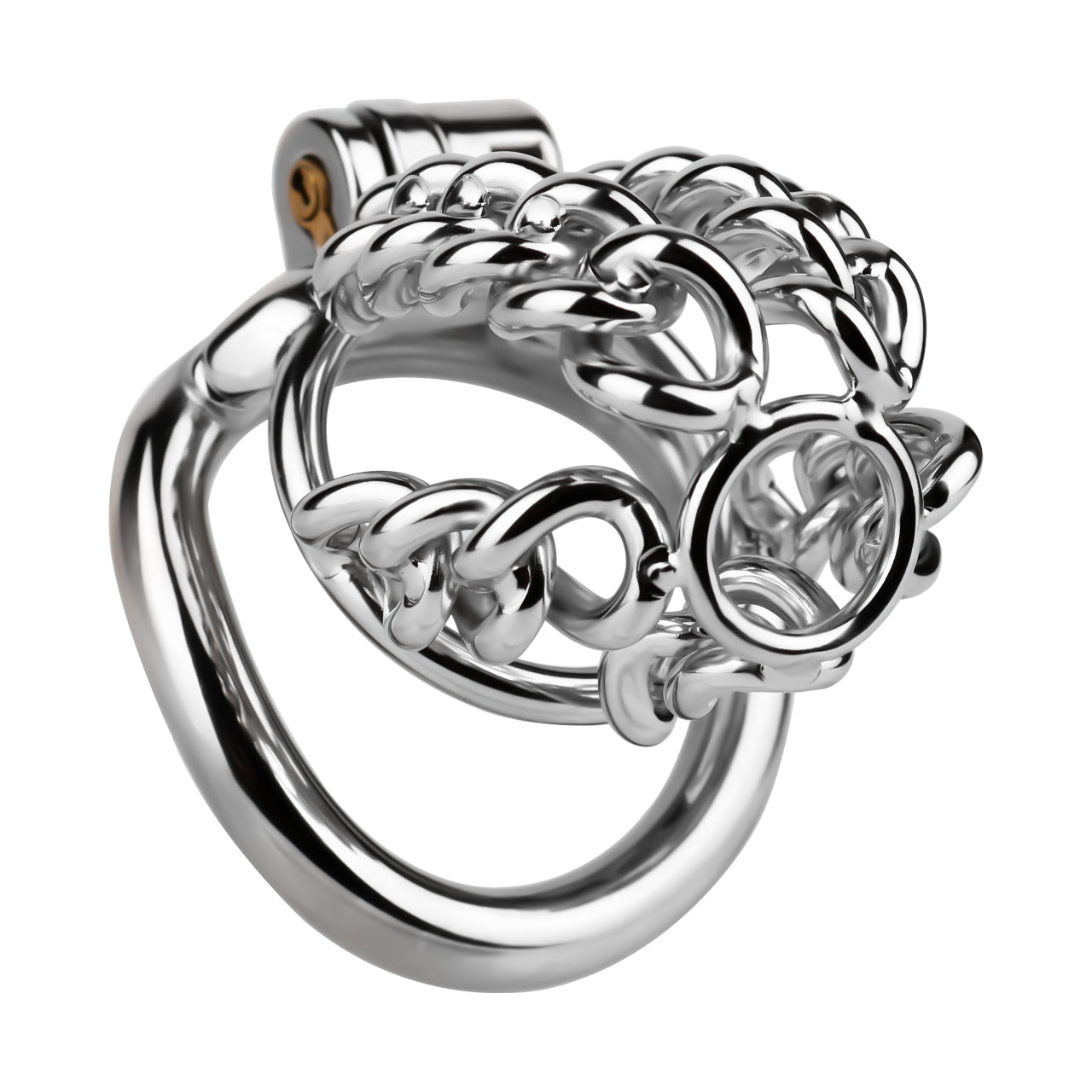 Fixed Steel Large-link Chain Chastity Cage