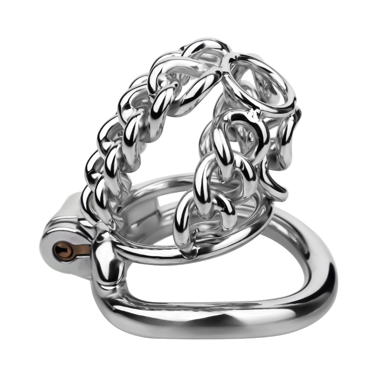 Fixed Steel Large-link Chain Chastity Cage