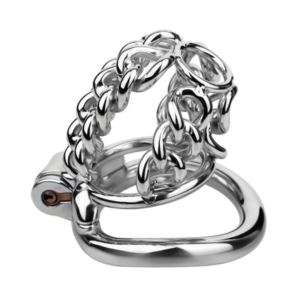 Fixed Steel Large-link Chain Chastity Cage