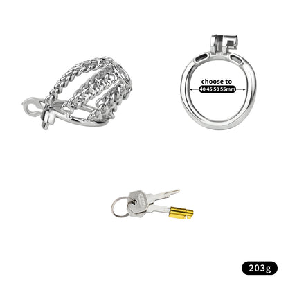 Fixed Steel Small-link Chain Chastity Cage