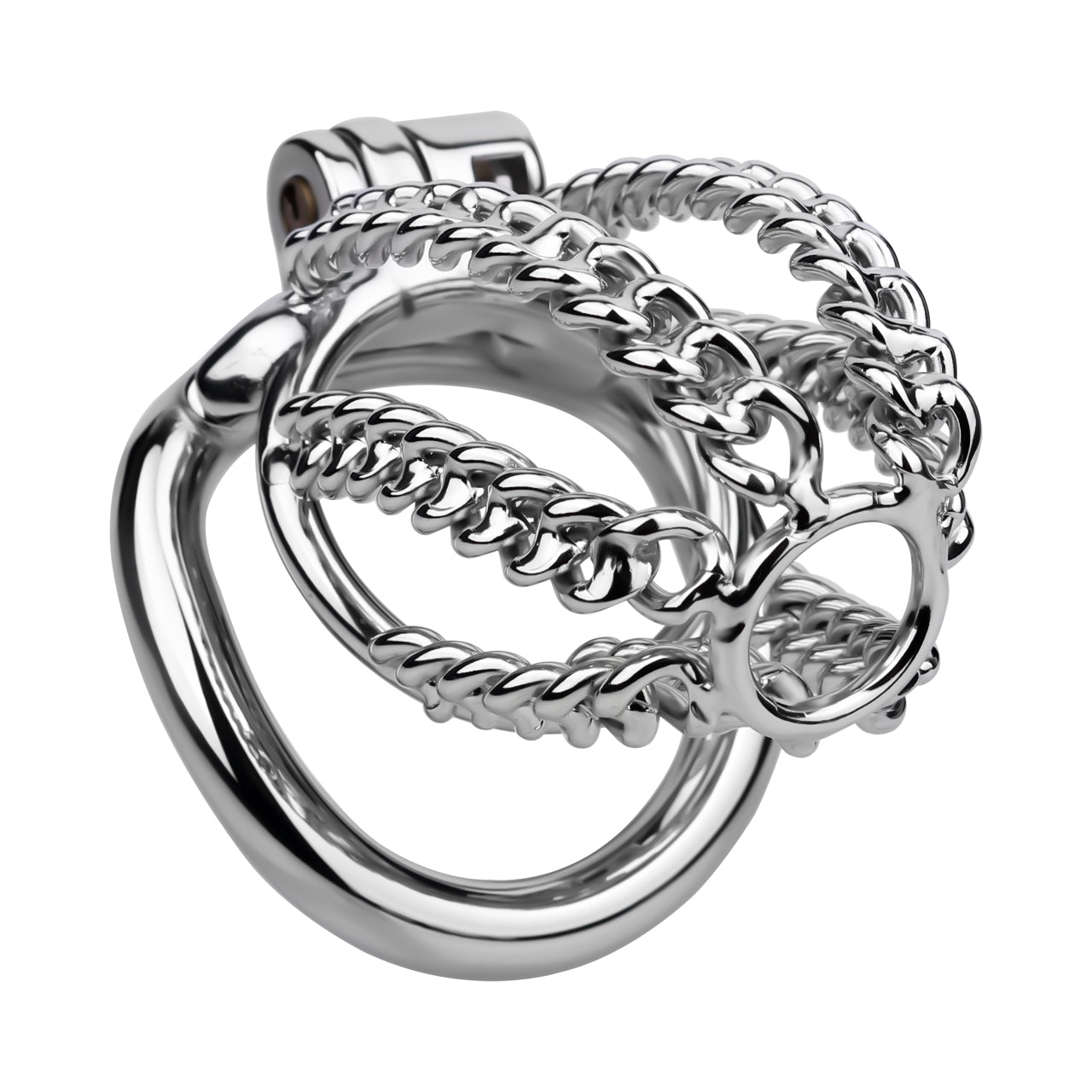 Fixed Steel Small-link Chain Chastity Cage