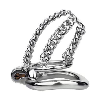 Fixed Steel Small-link Chain Chastity Cage