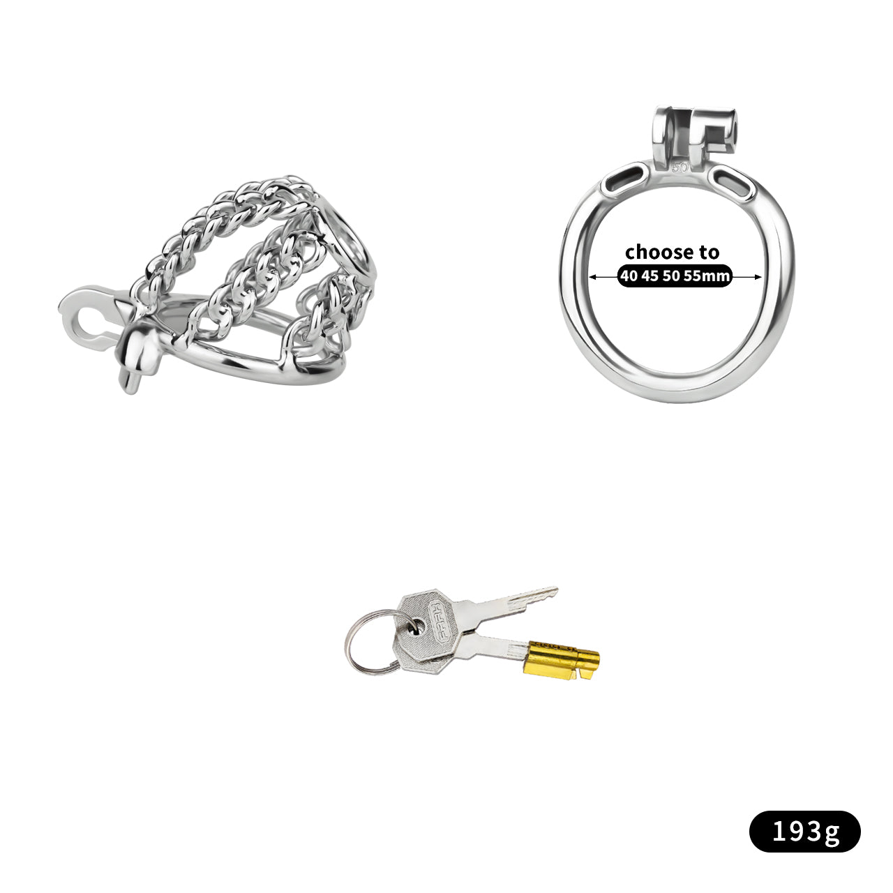 Fixed Steel Small-link Chain Chastity Cage