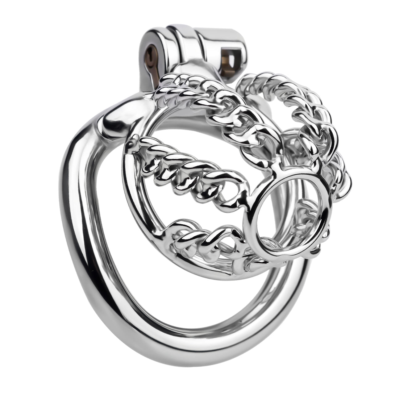 Fixed Steel Small-link Chain Chastity Cage