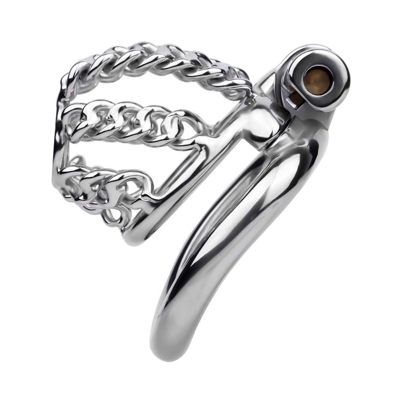 Fixed Steel Small-link Chain Chastity Cage