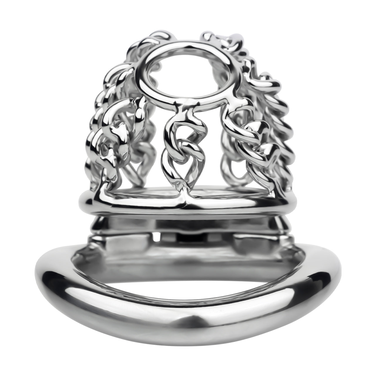 Fixed Steel Small-link Chain Chastity Cage