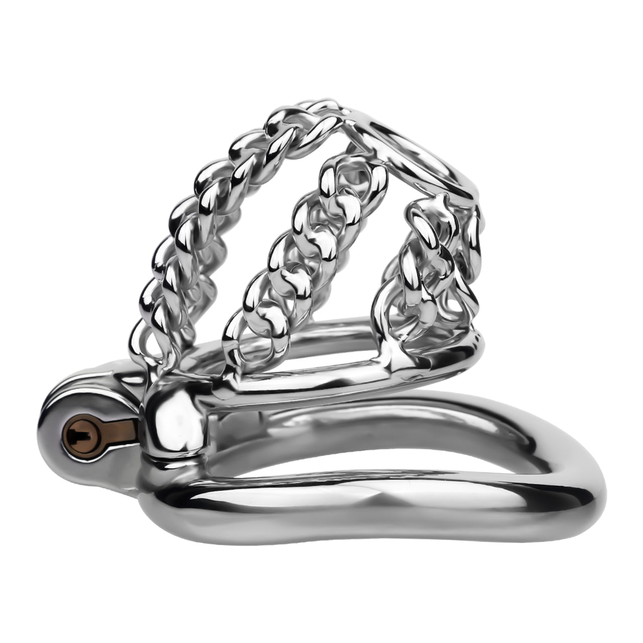 Fixed Steel Small-link Chain Chastity Cage