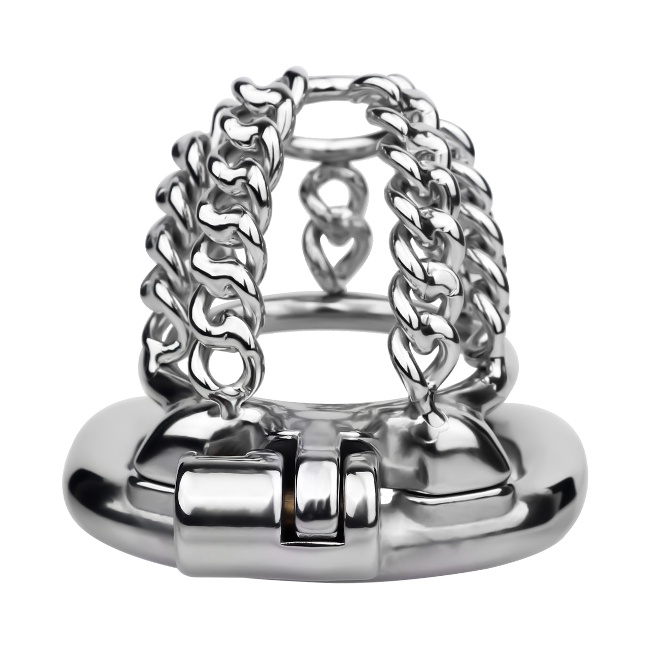 Fixed Steel Small-link Chain Chastity Cage