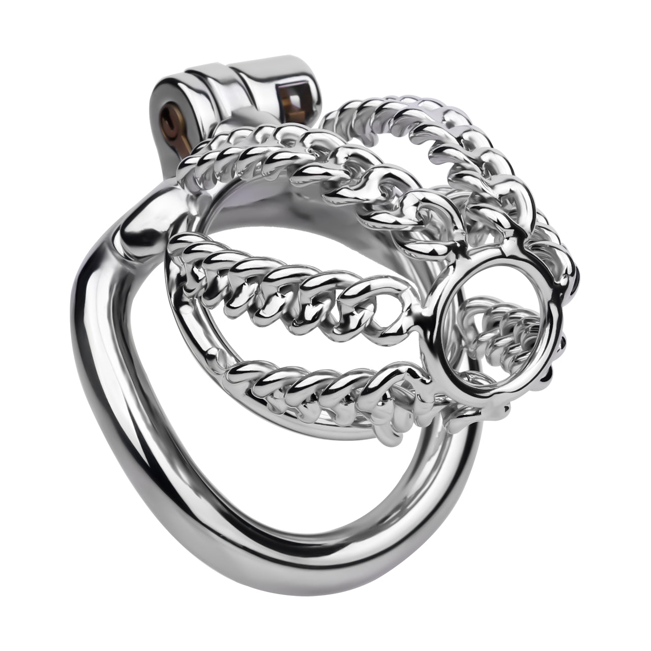 Fixed Steel Small-link Chain Chastity Cage