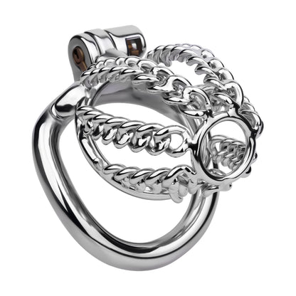 Fixed Steel Small-link Chain Chastity Cage