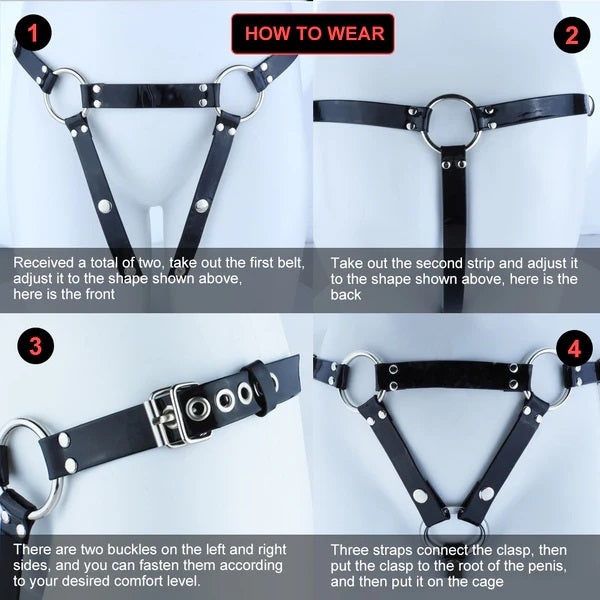 Three-Way PU Chastity Cage Belt | Belt-2