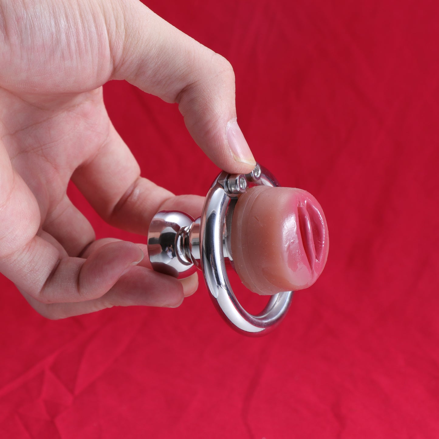 Large Flat Plate Inverted Chastity Cage With Pussy, F3405 - FRRK