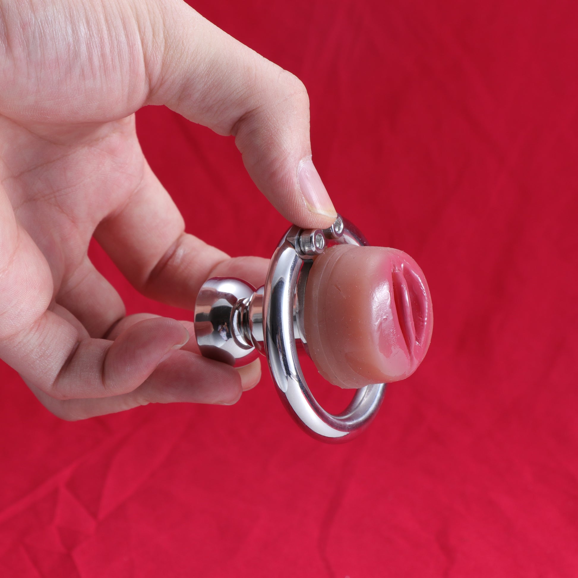 Large Flat Plate Inverted Chastity Cage With Pussy, F3405 - FRRK