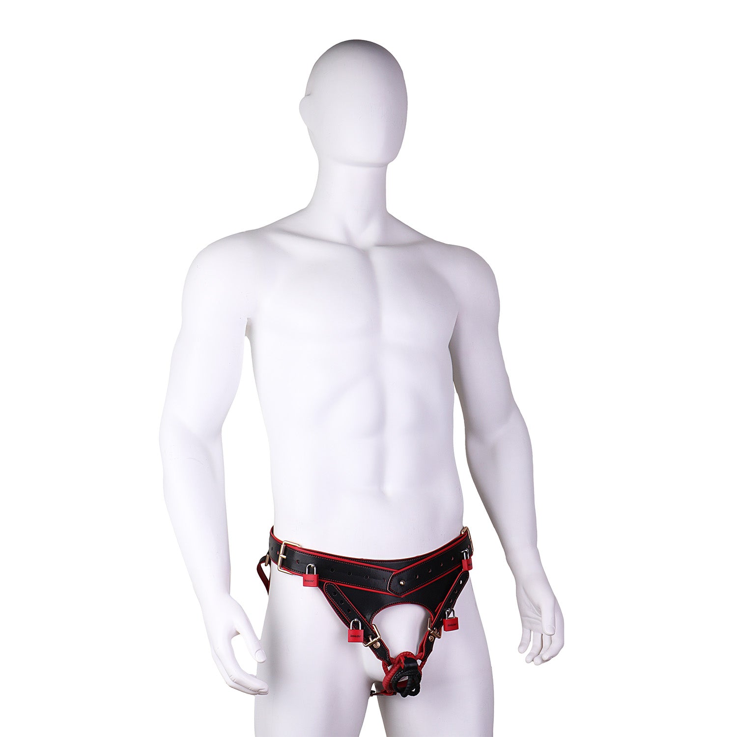 Lockable Leather Harness Chastity Cage | DV9031