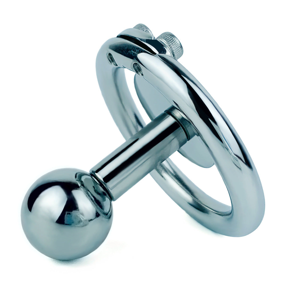 Flat Disc Chastity Cage With Inverted Steel Long Bar Ball, F3162 - FRRK