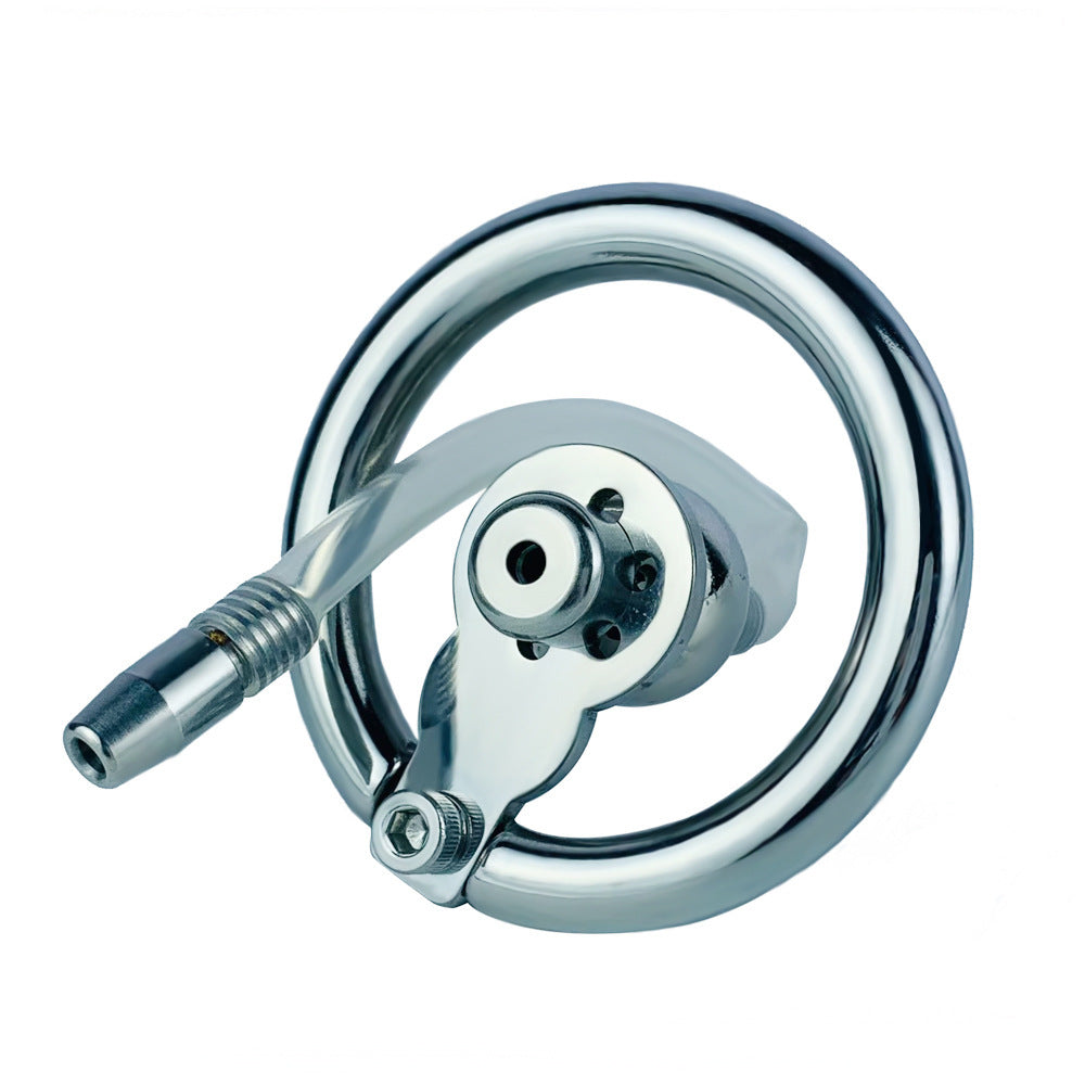 Negative Ball Flat Chastity Cage with Catheter, F3109 - FRRK