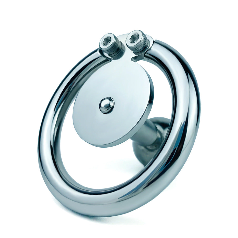 Flat Disc Chastity Cage With Inverted Steel Long Bar Ball, F3162 - FRRK
