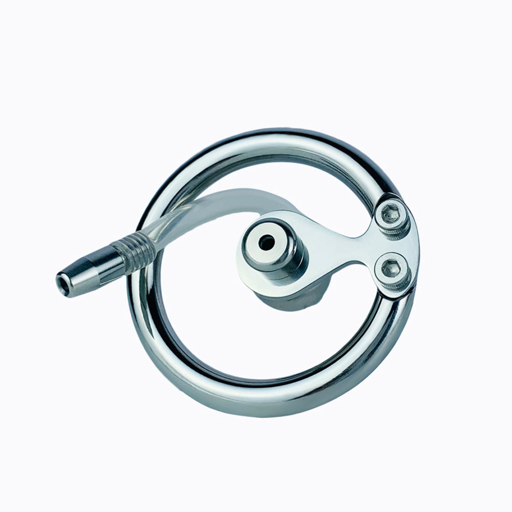 Negative Ball Inverted Steel Flat Chastity Cage with Catheter, F3157 - FRRK