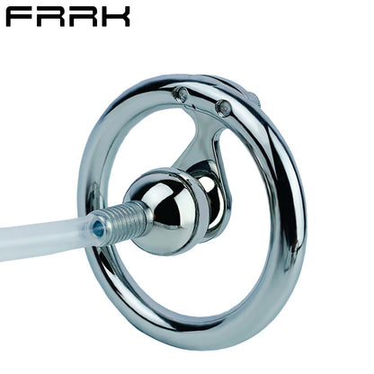 Negative Ball Inverted Steel Flat Chastity Cage with Catheter, F3157 - FRRK