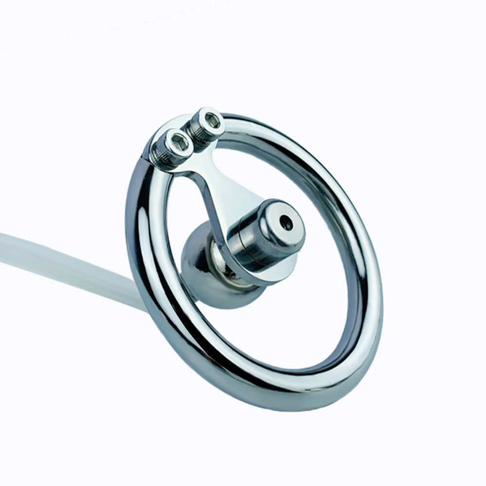 Negative Ball Inverted Steel Flat Chastity Cage with Catheter, F3157 - FRRK
