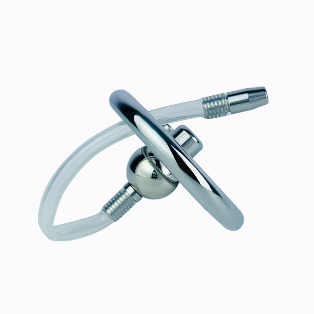 Negative Ball Inverted Steel Flat Chastity Cage with Catheter, F3157 - FRRK