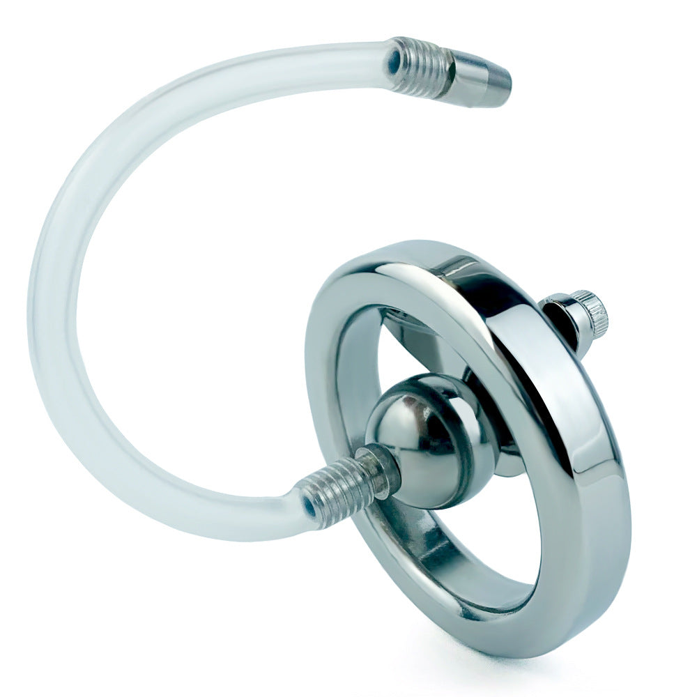 Inverted Negative Ball Flat Chastity Cage with Catheter, F3163 - FRRK
