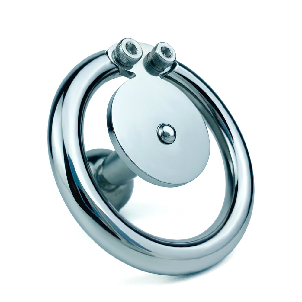 Flat Disc Chastity Cage With Inverted Steel Long Bar Ball, F3162 - FRRK