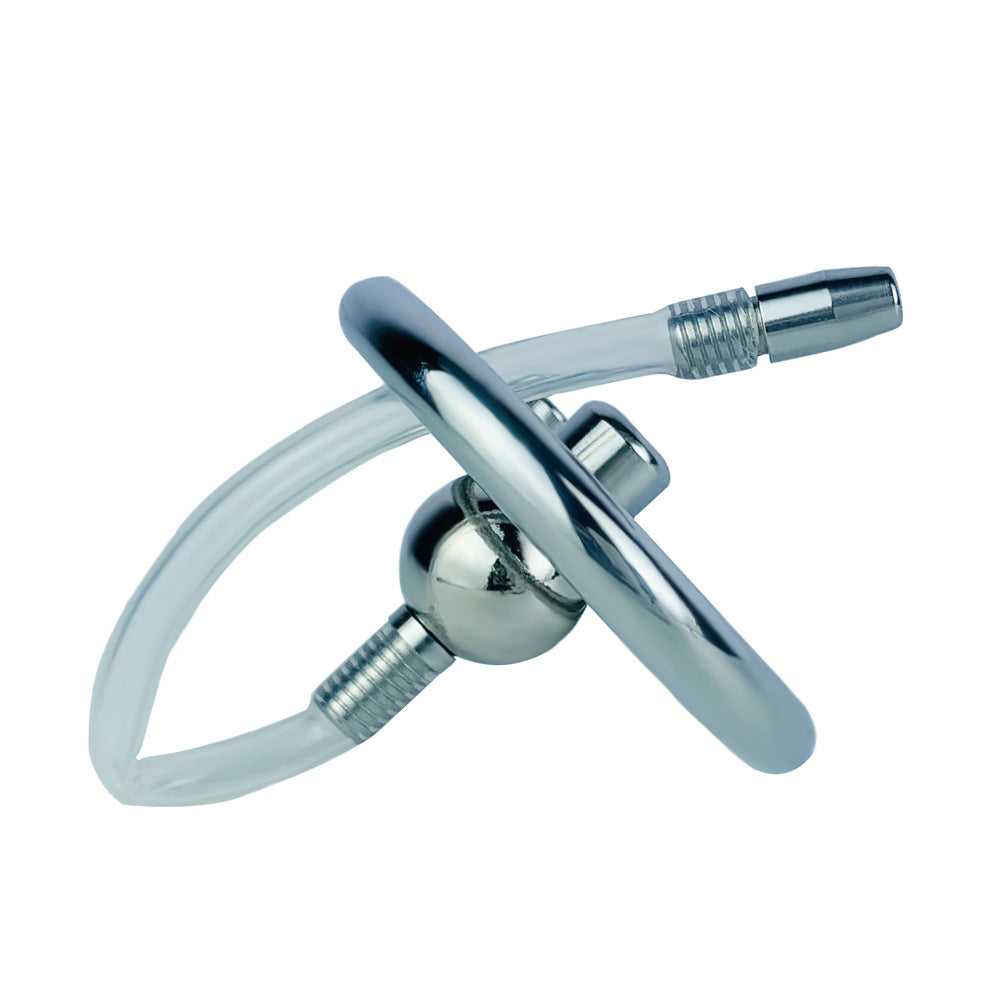 Negative Ball Flat Chastity Cage with Catheter, F3109 - FRRK