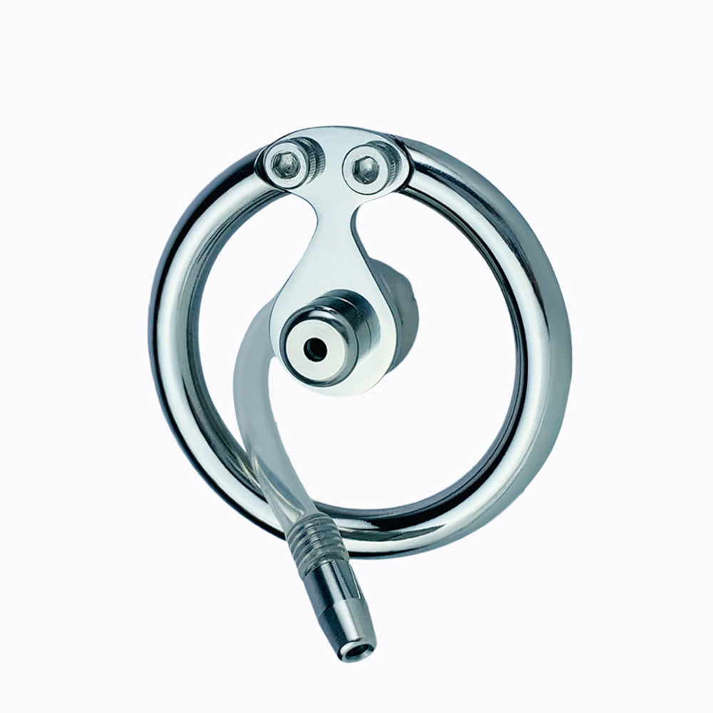 Negative Ball Inverted Steel Flat Chastity Cage with Catheter, F3157 - FRRK
