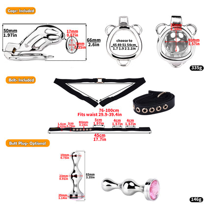 Premium Chastity Cage With Belt- Large Size | F3184L