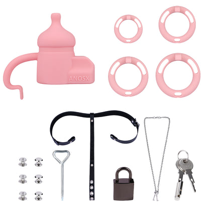 Silicone Baby Bottle Starter Chastity Cage