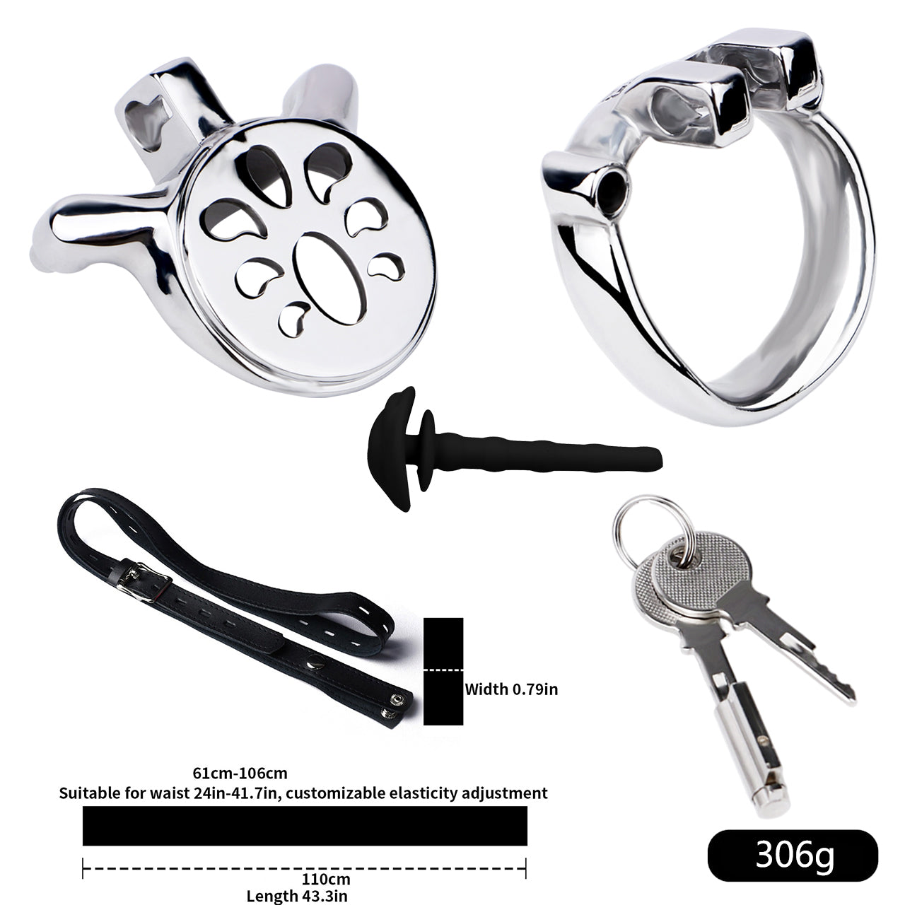 Thickened Flat Heavy Chastity Cage with Silicone Catheter